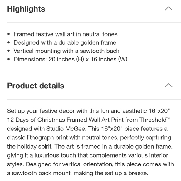 Last day! Studio Mcgee 12 days of Christmas Art Framed Threshold 16x20 2024 - Picture 5 of 7